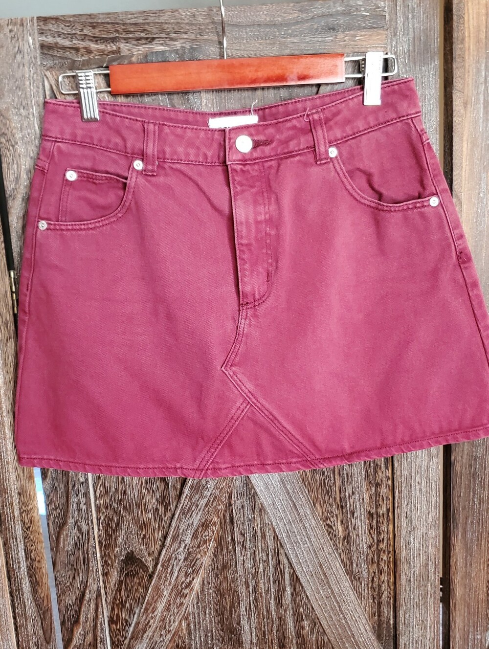 ROLLA'S Maroon Denim Mini Skirt